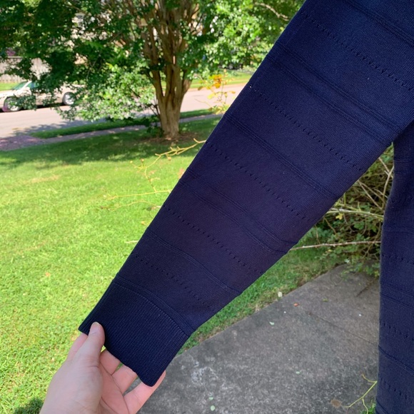 NWT Karen Scott Navy Stripe Open Front Cardigan - Picture 3 of 7